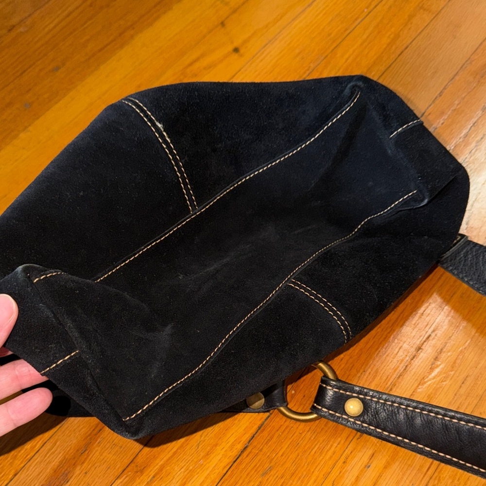 Lucky Brand 100%letter piel de bovino  Black Suede Shoulder Bag - Picture 8 of 9